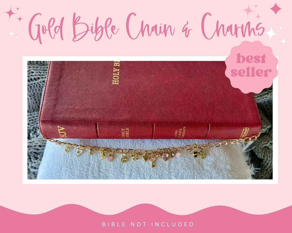 Gold Bible Charm Chain | Bible Bookmark