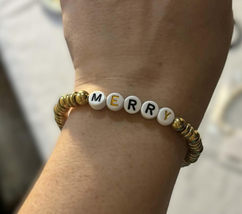 Gold “MERRY” Stretch Bracelet - Wonderfully Made by Devan