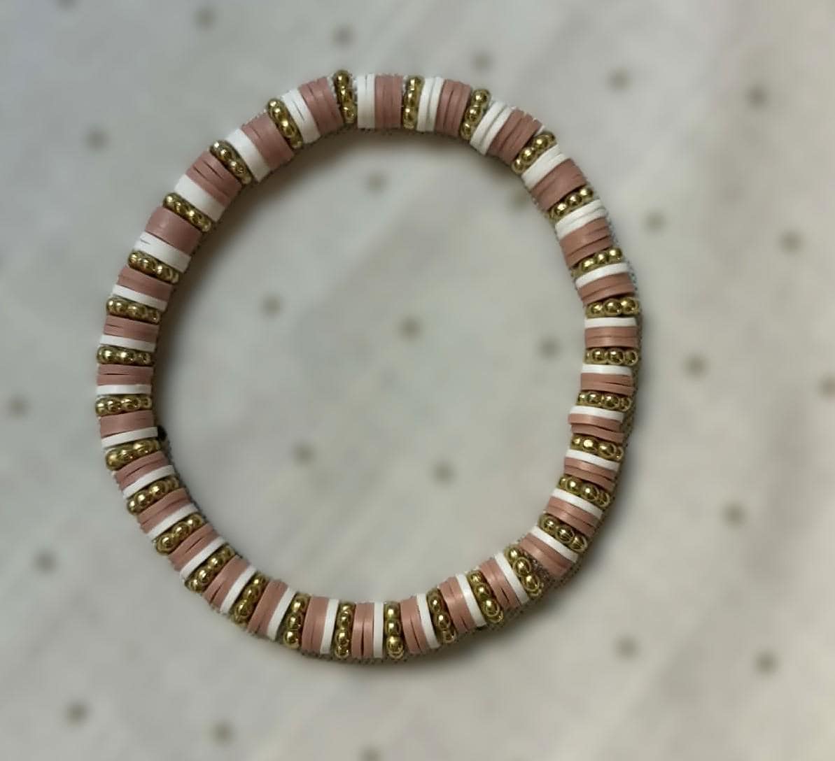 Heishi Bead Bracelet, Blush Pink, Boho Stackable Jewelry - Wonderfully Made by Devan