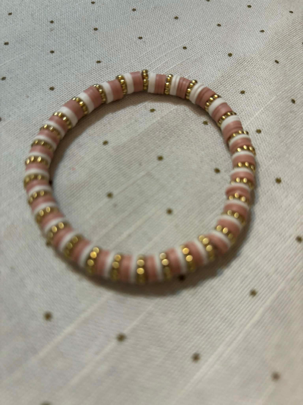 Heishi Bead Bracelet, Blush Pink, Boho Stackable Jewelry - Wonderfully Made by Devan