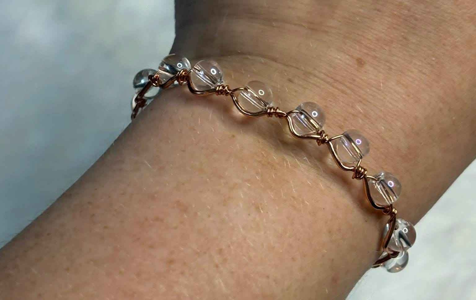 Minimalist Wire Wrapped Glass Bead Bracelet