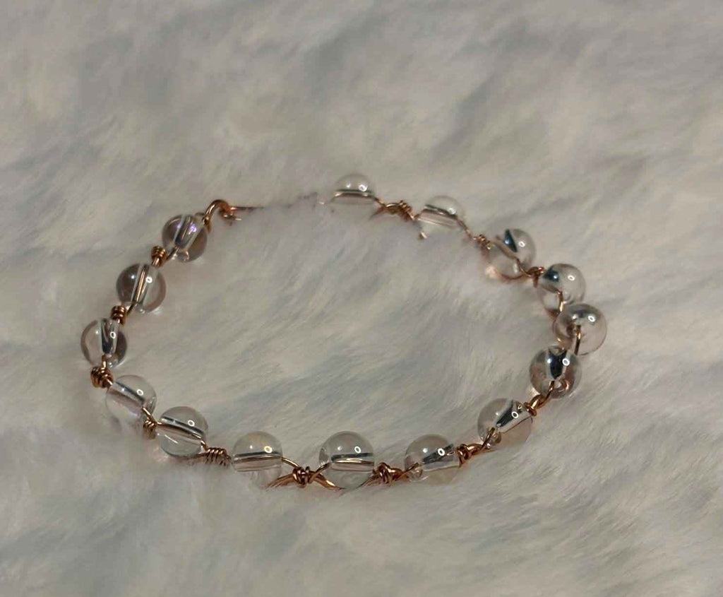 Minimalist Wire Wrapped Glass Bead Bracelet