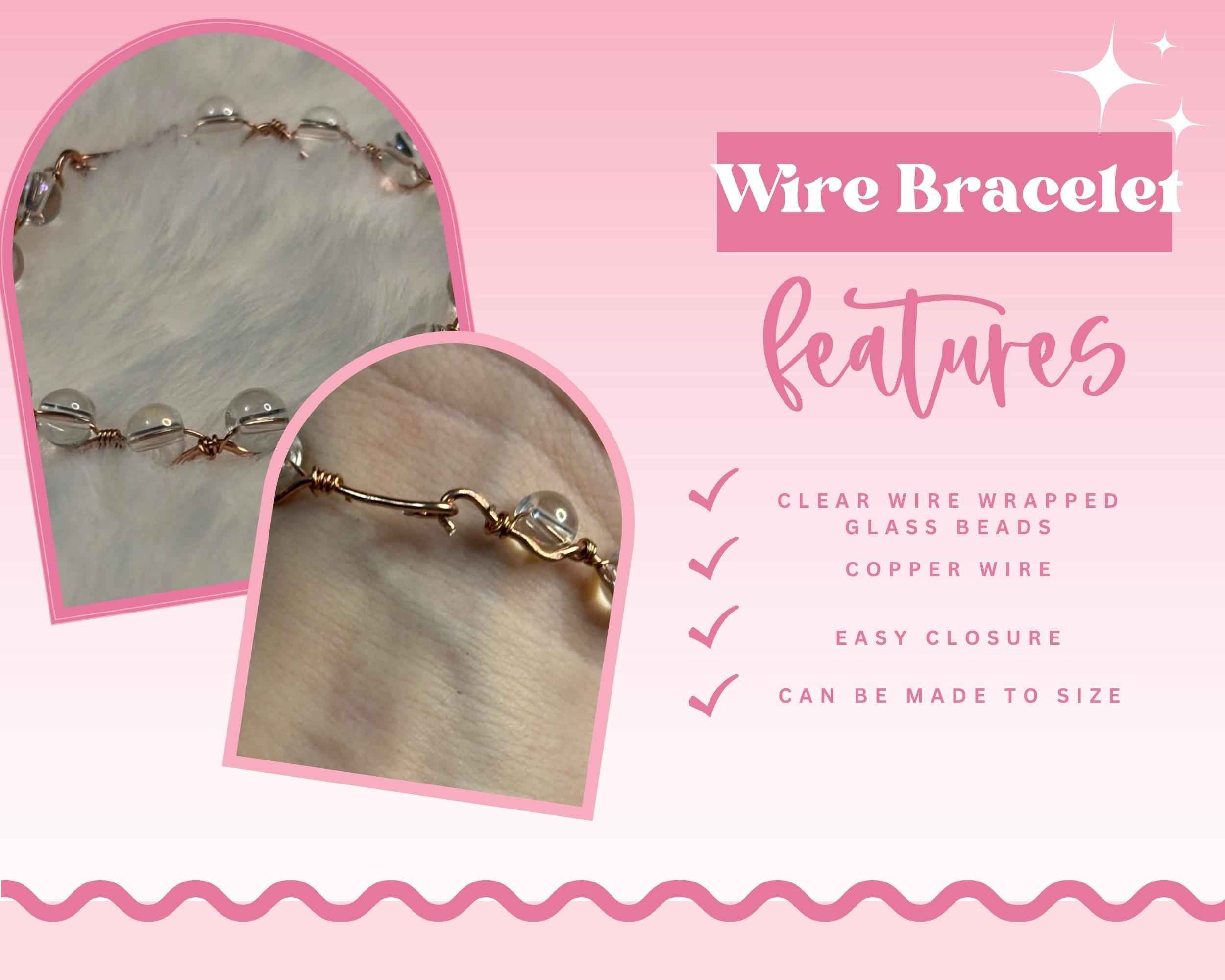 Minimalist Wire Wrapped Glass Bead Bracelet