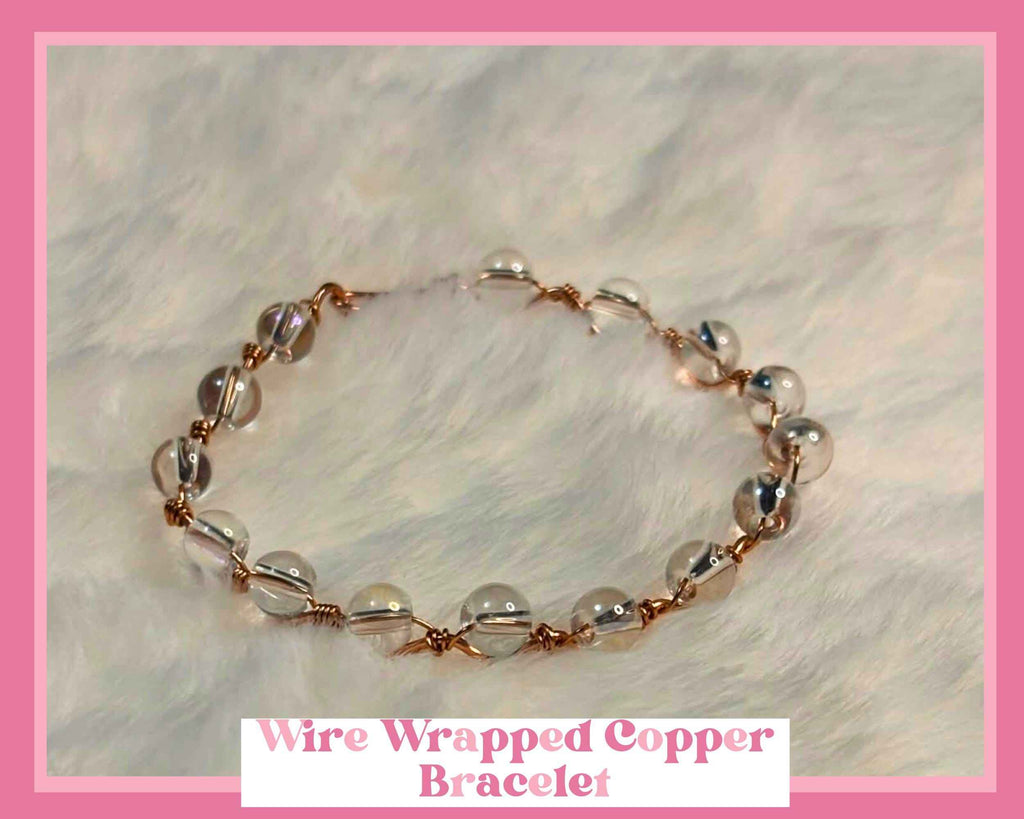 Minimalist Wire Wrapped Glass Bead Bracelet