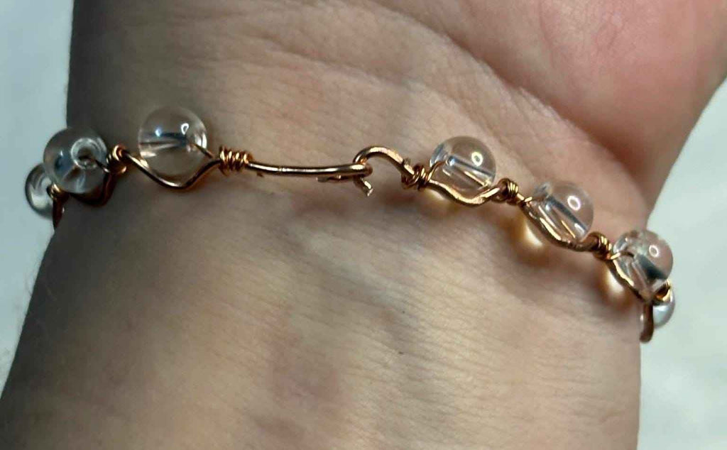 Minimalist Wire Wrapped Glass Bead Bracelet