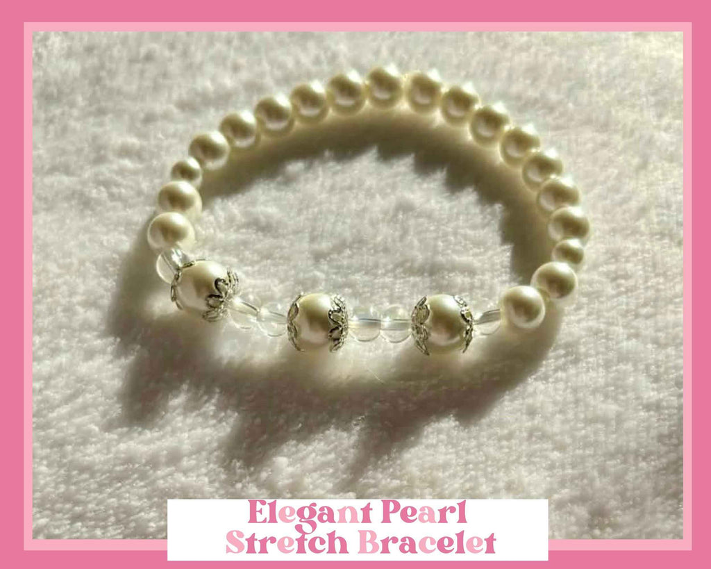 Pearl Stretch Bracelet, Faith-Inspired Gift for Women, Minimal Religious