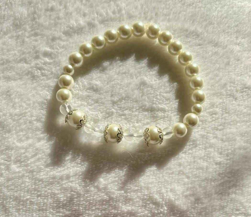Pearl Stretch Bracelet, Faith-Inspired Gift for Women, Minimal Religious