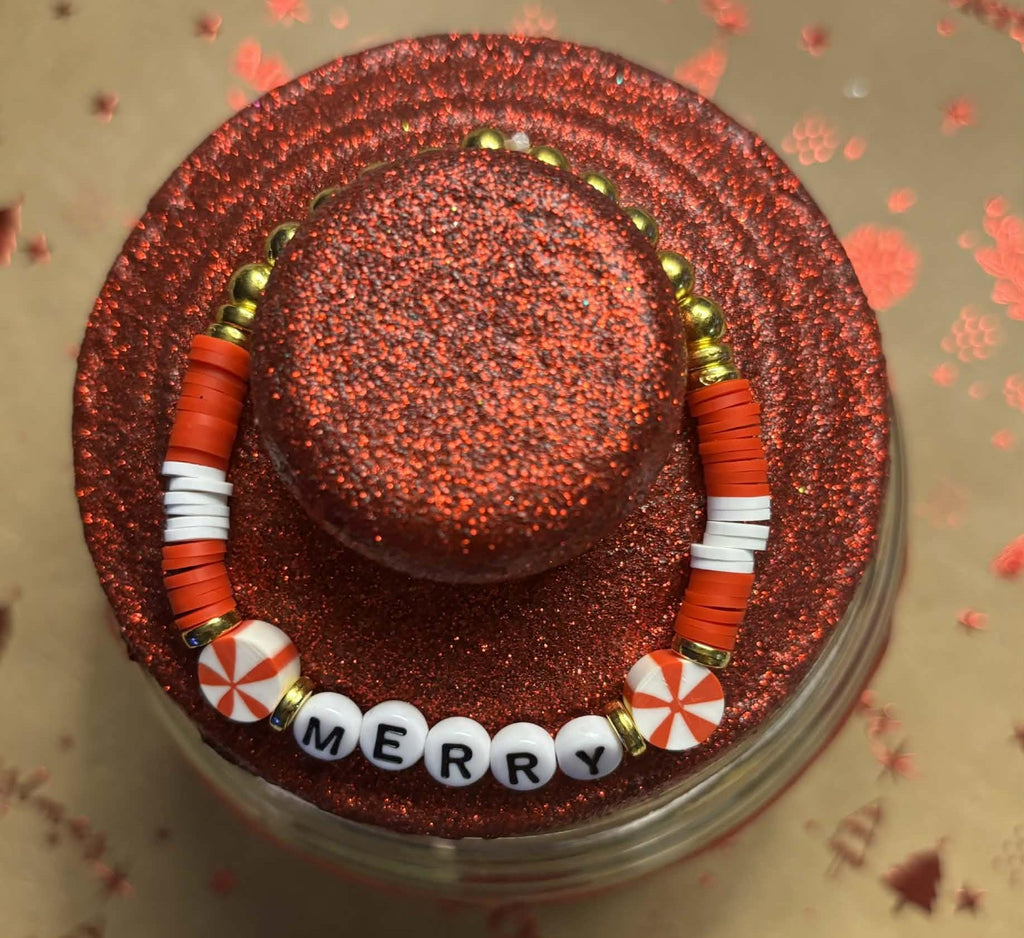 Peppermint Beaded Bracelet – Heishi Beads – Gold Plated Beads - Holiday Jewelry Gift – Stocking Stuffer - Wonderfully Made by Devan