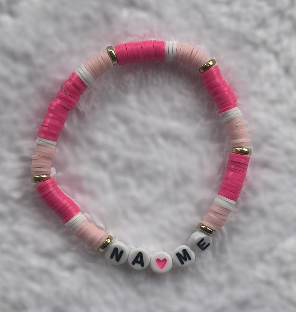 Personalized Heishi Bead Name Bracelet, Custom Clay Bead Jewelry - Wonderfully Made by Devan