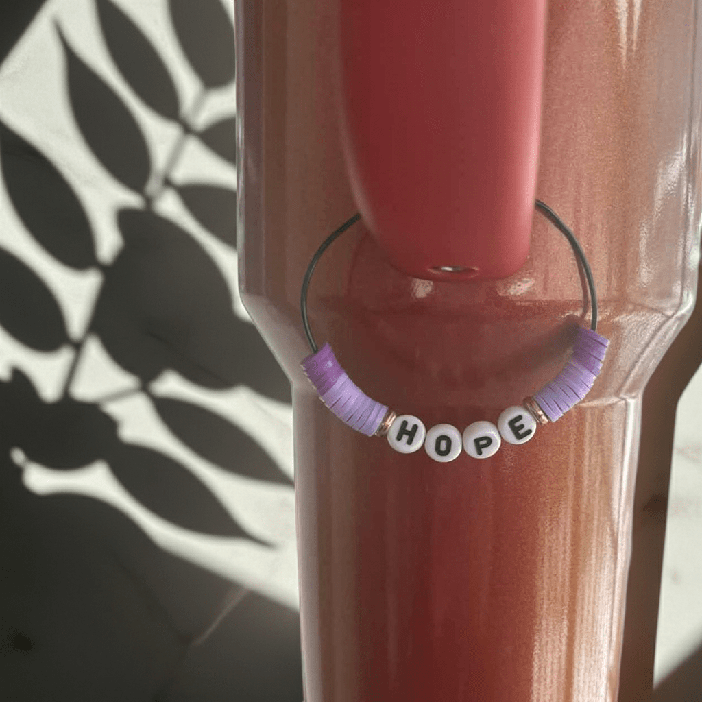 Personalized Tumbler Handle Charm, Heishi Beads, Stanley Accessory - Wonderfully Made by Devan