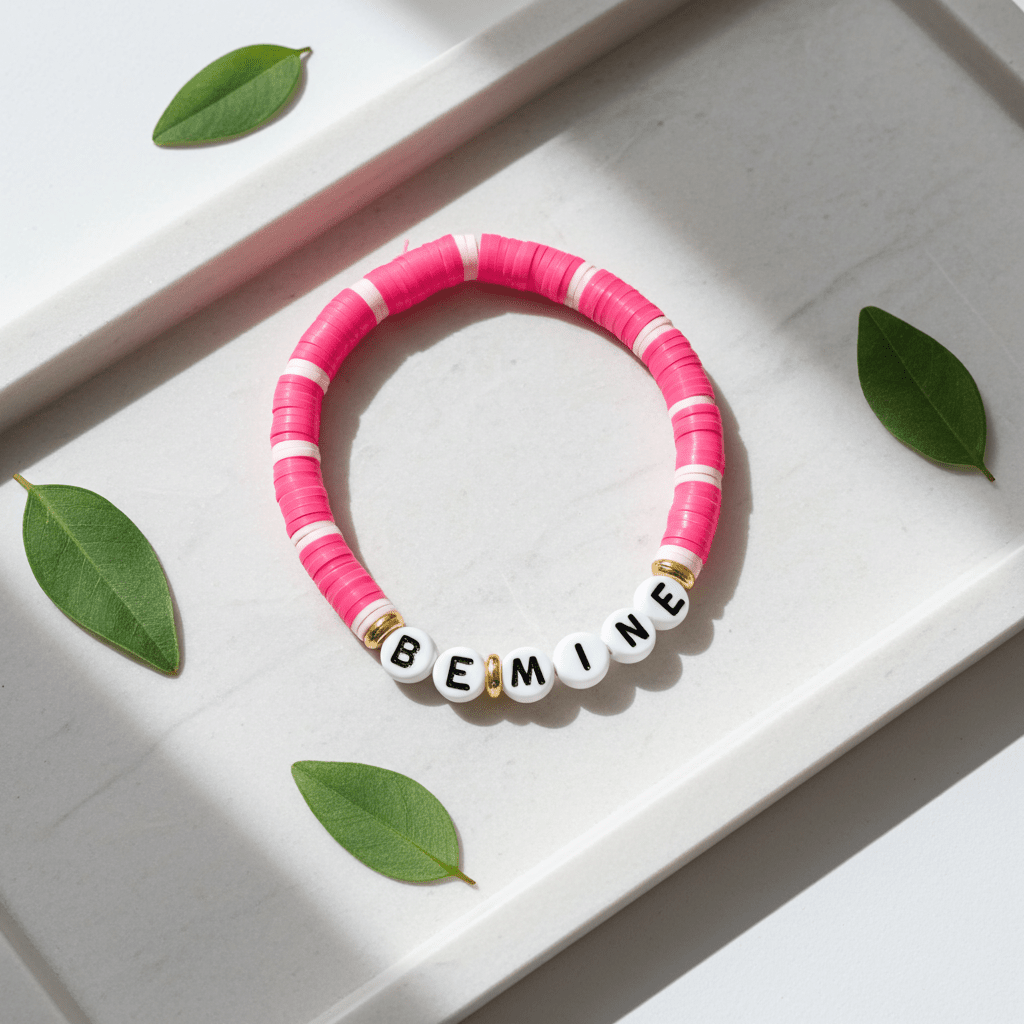Personalized Valentines Day Bracelet | Heishi Bead Bracelet - Wonderfully Made by Devan